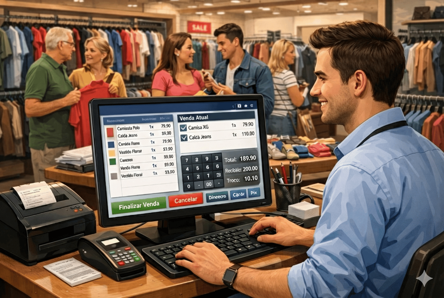 Equipe de varejo em ambiente de loja